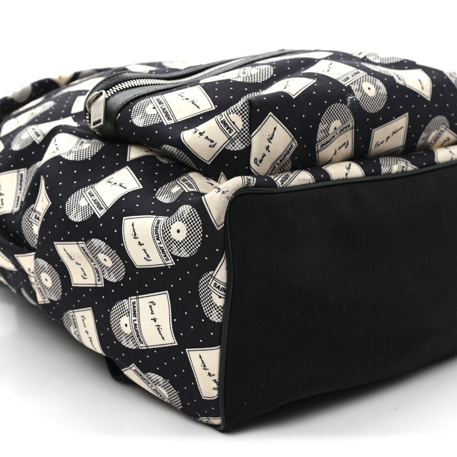 Saint Laurent Canvas Record Print City Backpack Black White 8 of 10