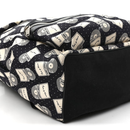 Saint Laurent Canvas Record Print City Backpack Black White 8 of 10
