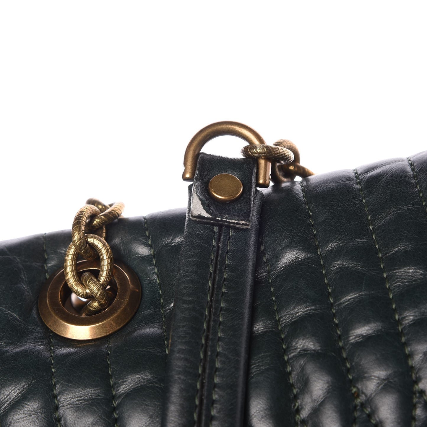 Calfskin Quilted Large Happy Shoulder Bag Forest
