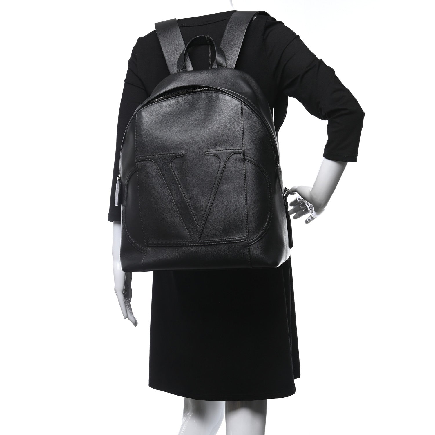 Valentino Garavani Calfskin VLOGO Backpack Black 2 of 8