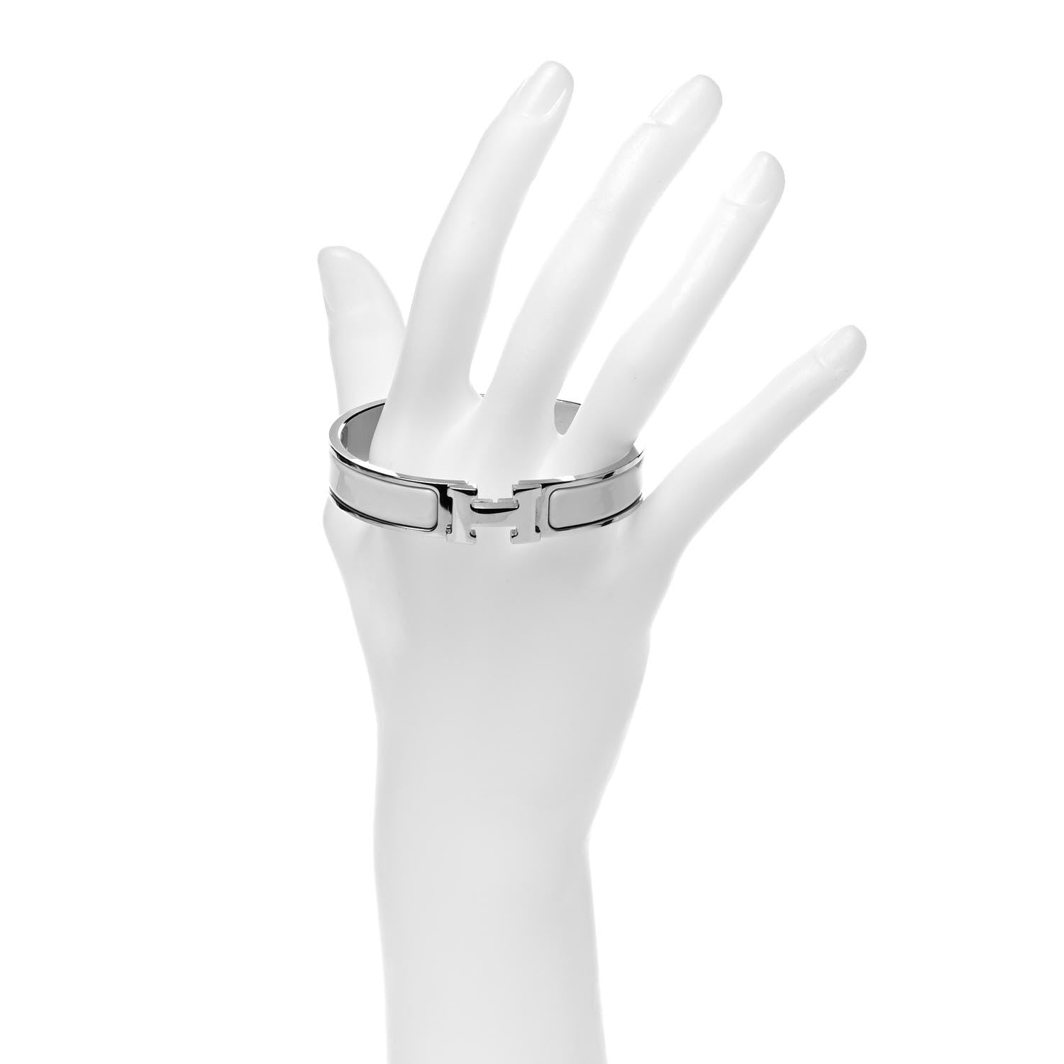 Hermes Enamel Narrow Clic Clac H Bracelet GM White 2 of 5