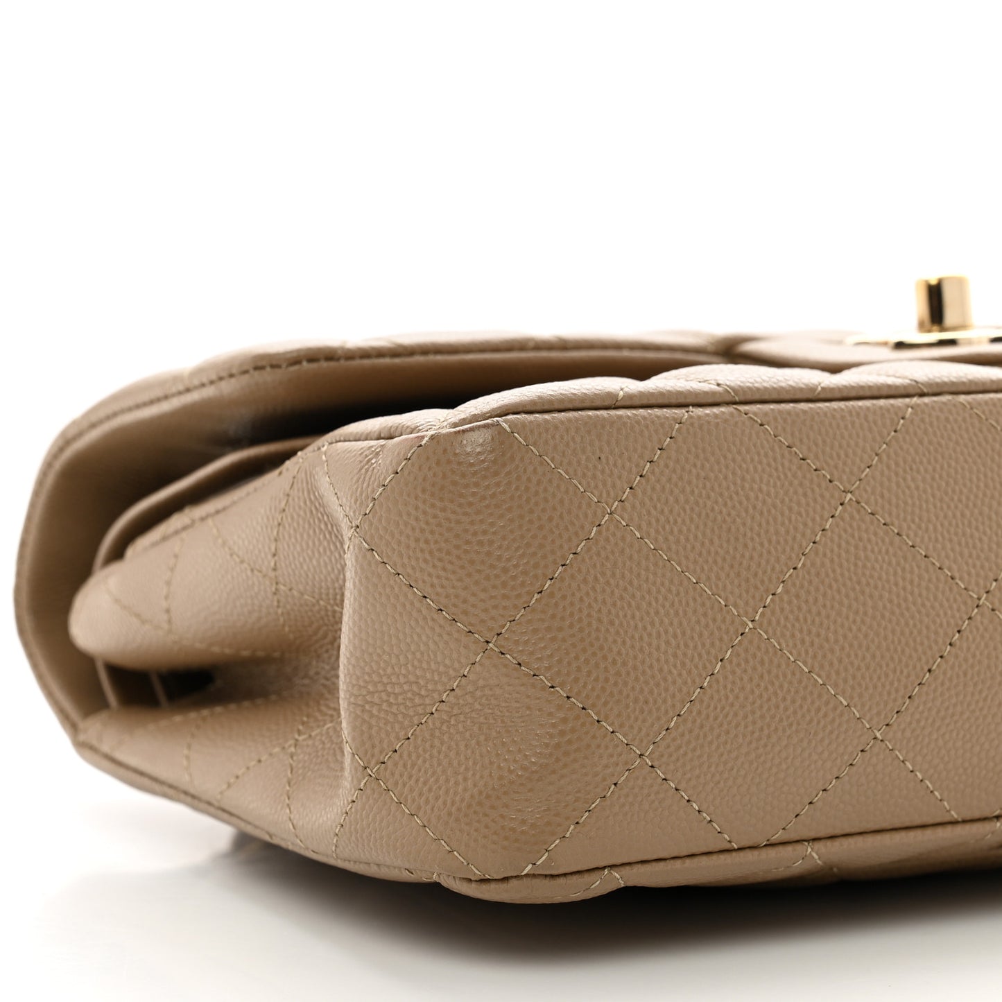 Caviar Quilted Small Double Flap Dark Beige