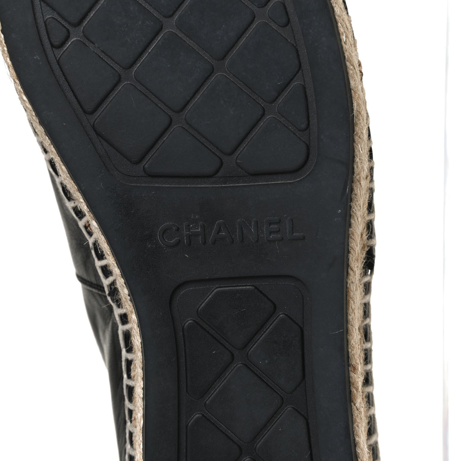 Chanel Lambskin Shiny Calfskin CC Espadrilles 40 Black Beige 9 of 13