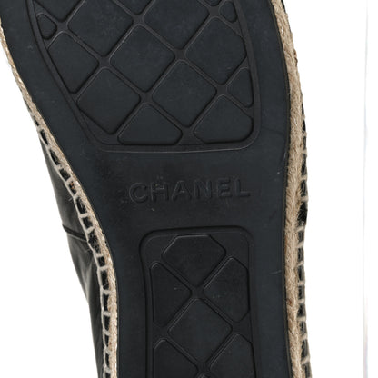 Chanel Lambskin Shiny Calfskin CC Espadrilles 40 Black Beige 9 of 13