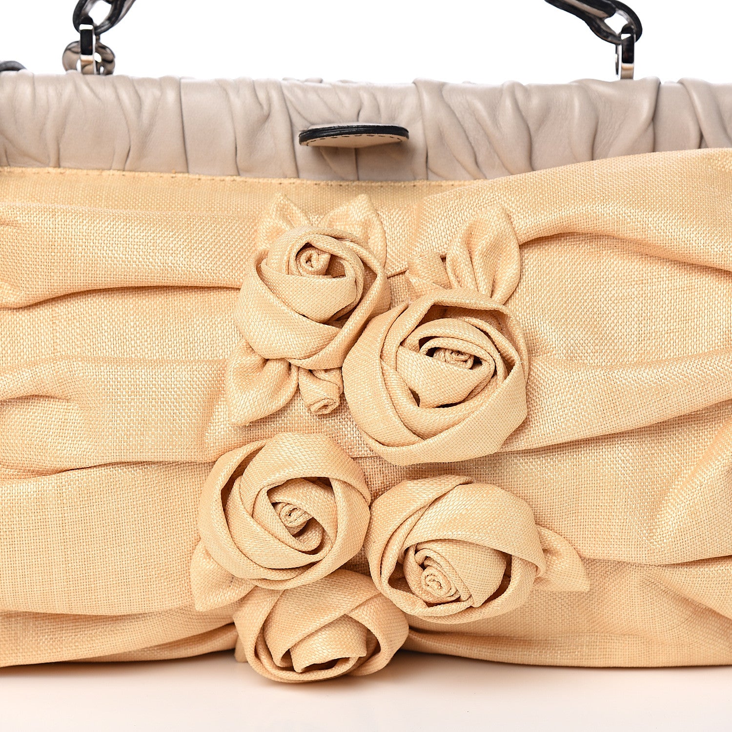 Valentino Garavani Vitello Raffia Flower Satchel Sand 10 of 10
