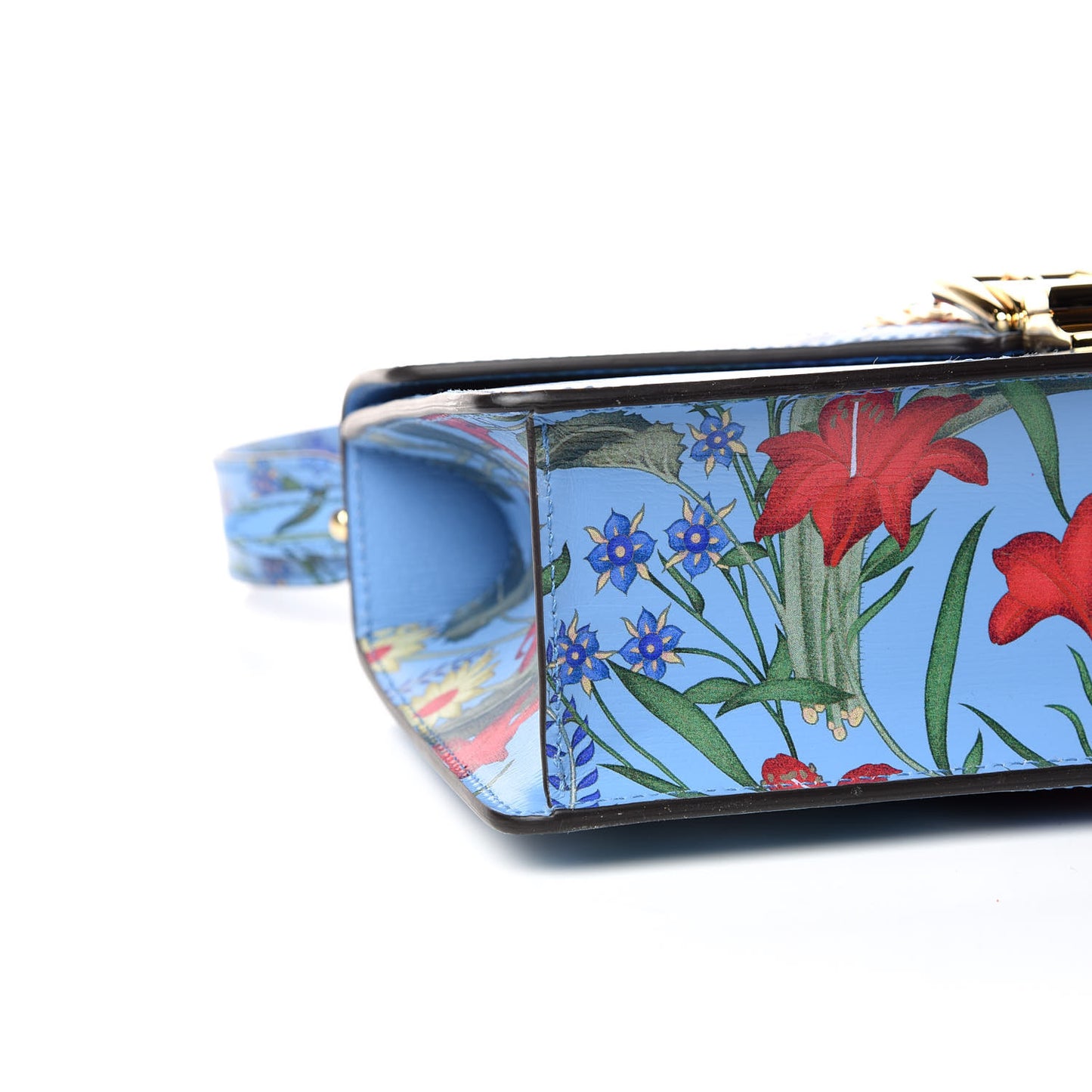 Shangai Calfskin Web New Flora Small Sylvie Shoulder Bag Azure