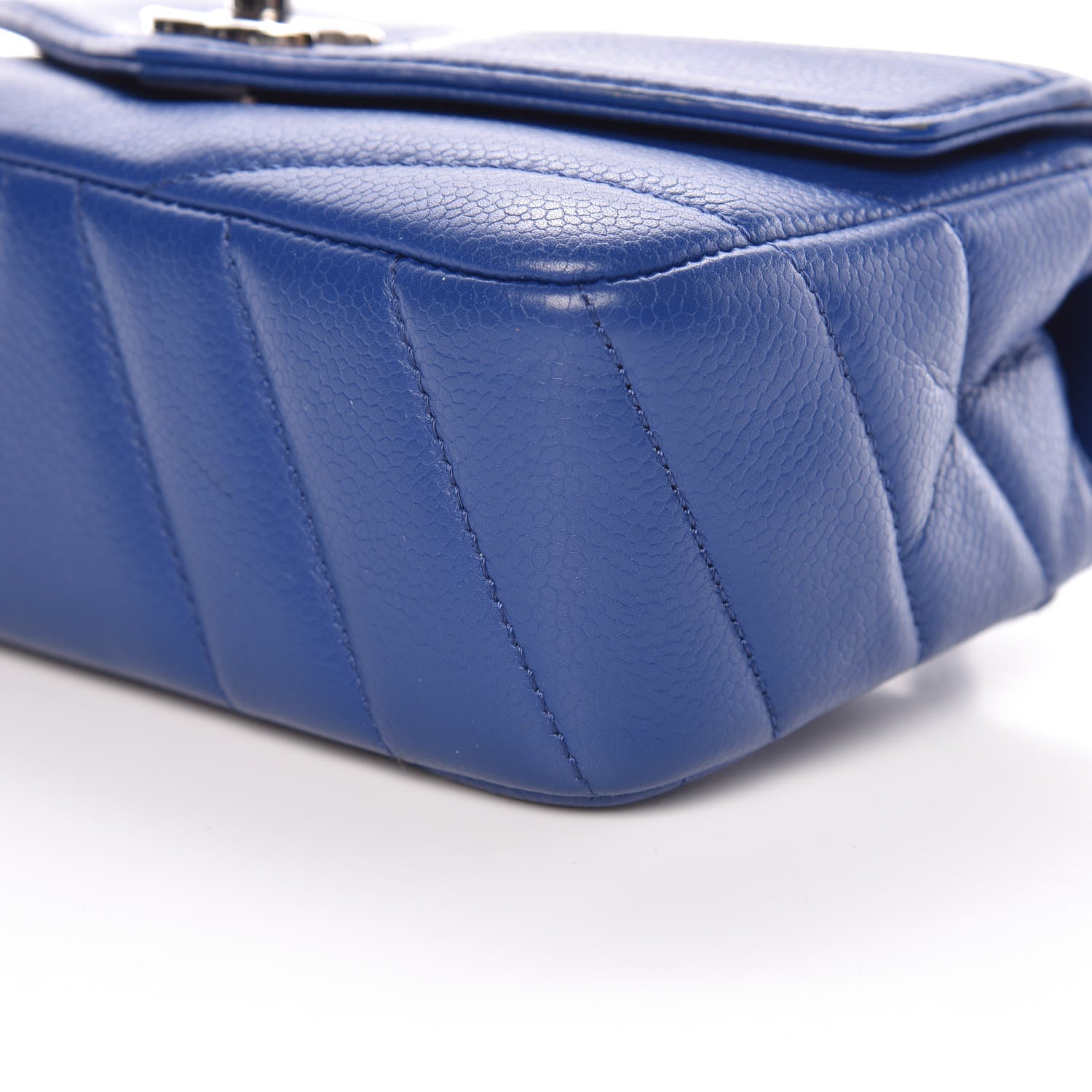 Chanel Caviar Chevron Quilted Small Single Flap Blue 11 of 13