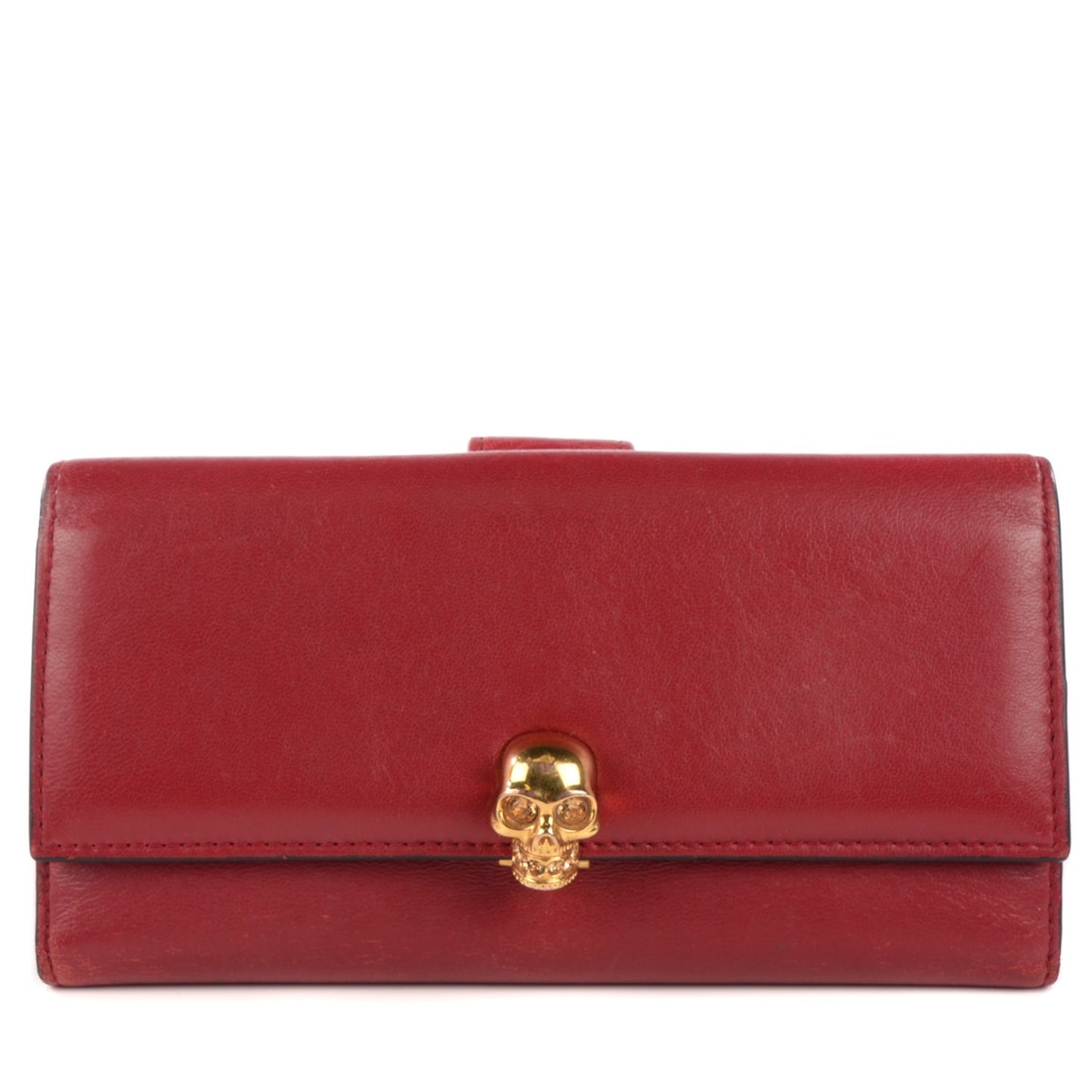 Calfskin Skull Continental Wallet Red