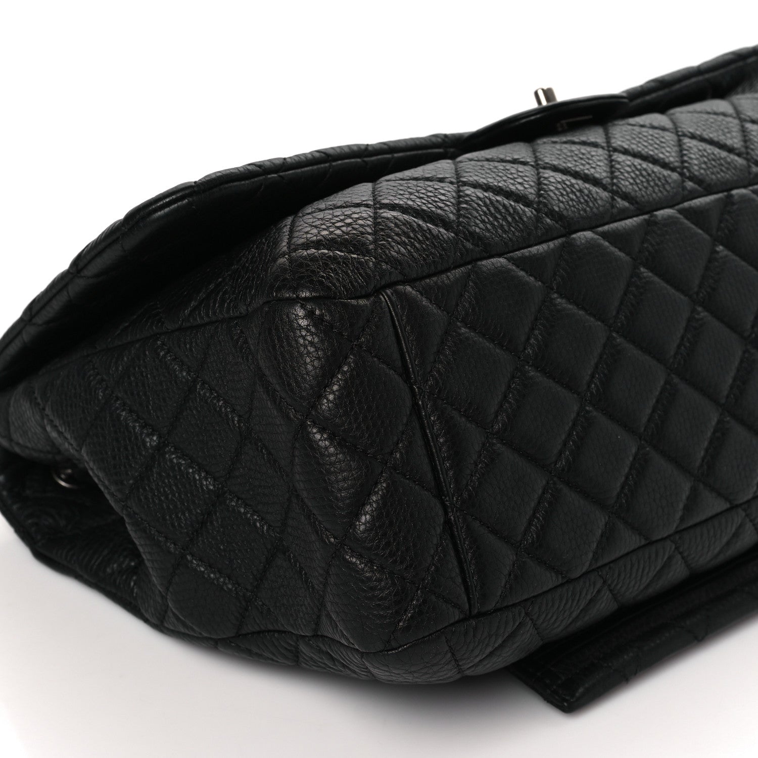 Chanel Grained Calfskin Quilted Small XXL Travel Flap Bag Black 7 of 8