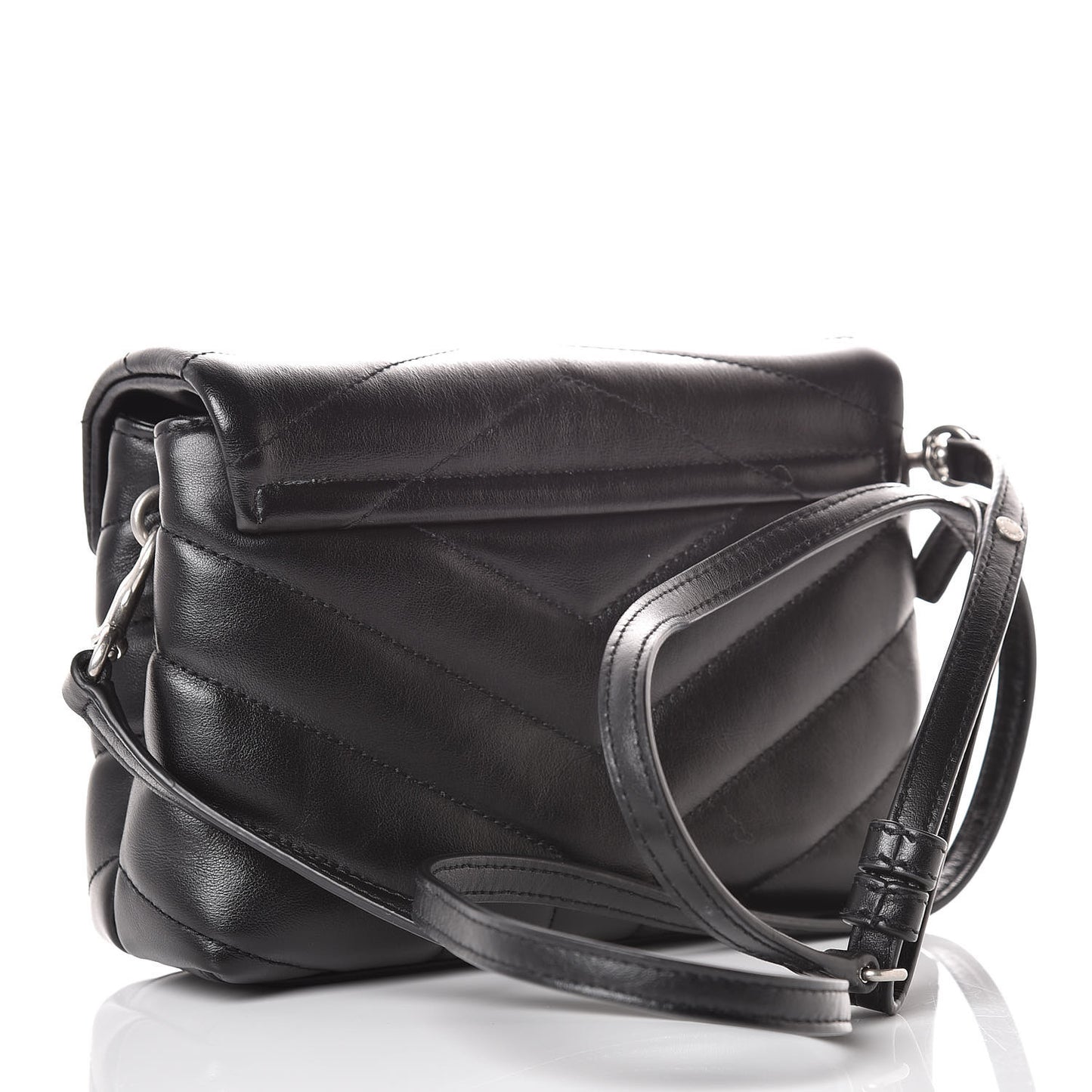 Calfskin Y Quilted Monogram Toy Loulou Crossbody Bag Black