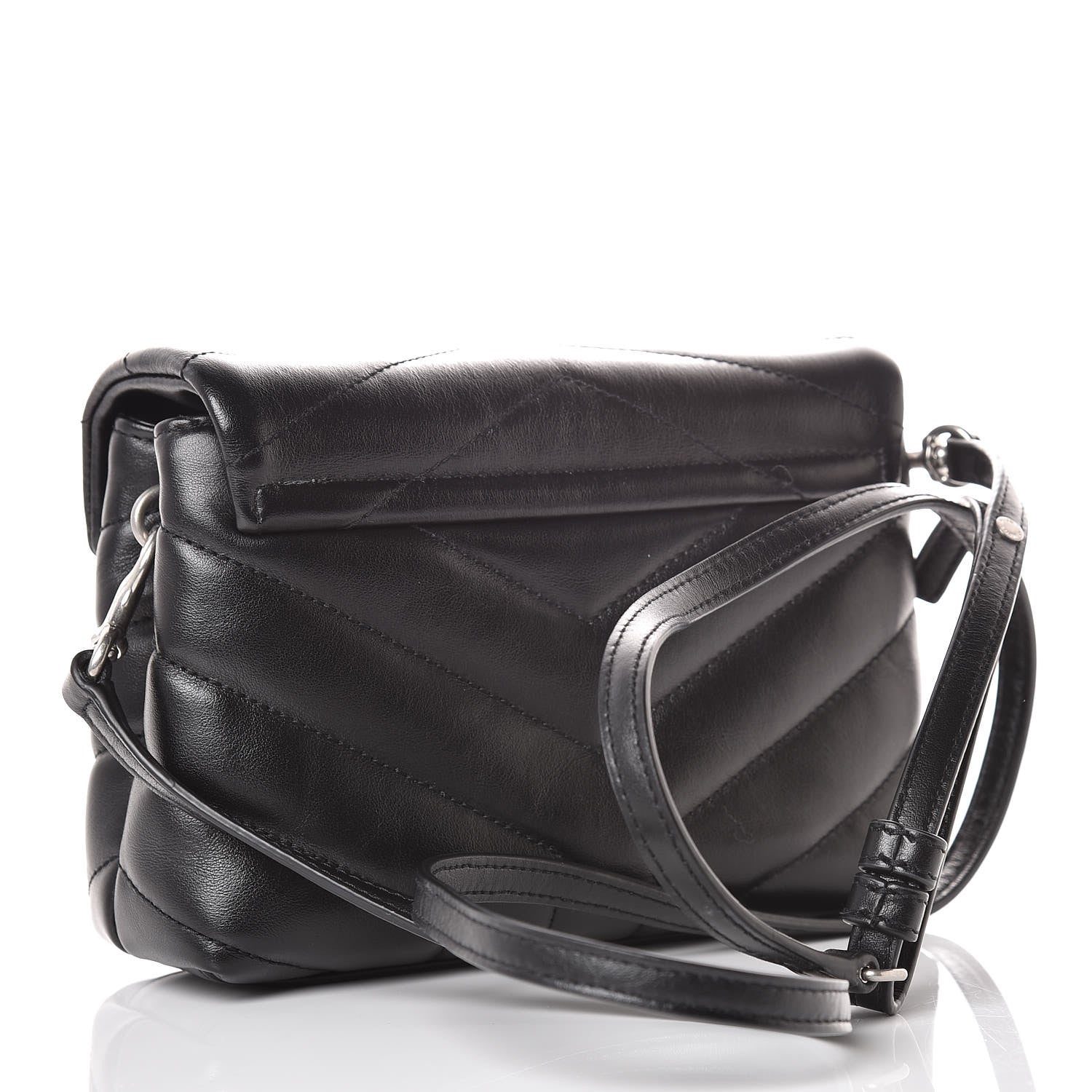 Saint Laurent Calfskin Y Quilted Monogram Toy Loulou Crossbody Bag Black 3 of 10