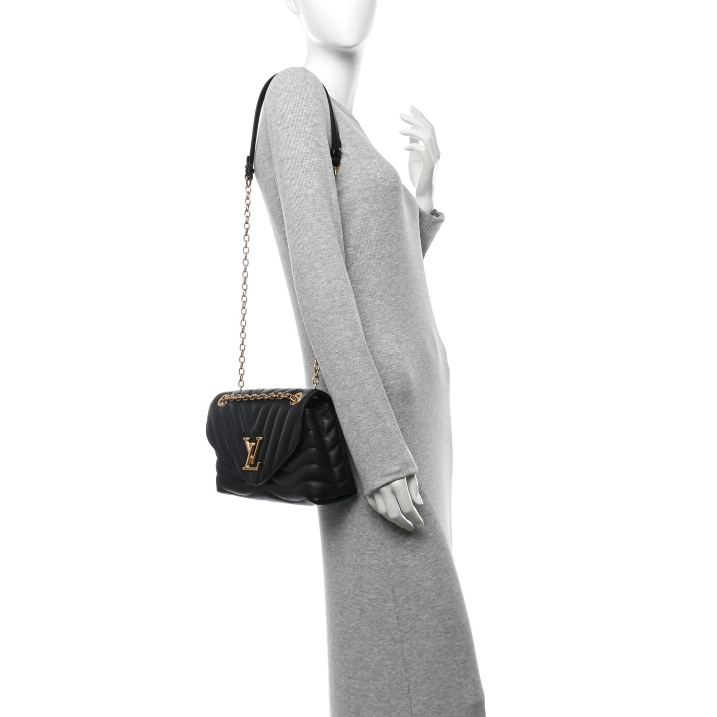 Calfskin LV New Wave Chain Bag Black