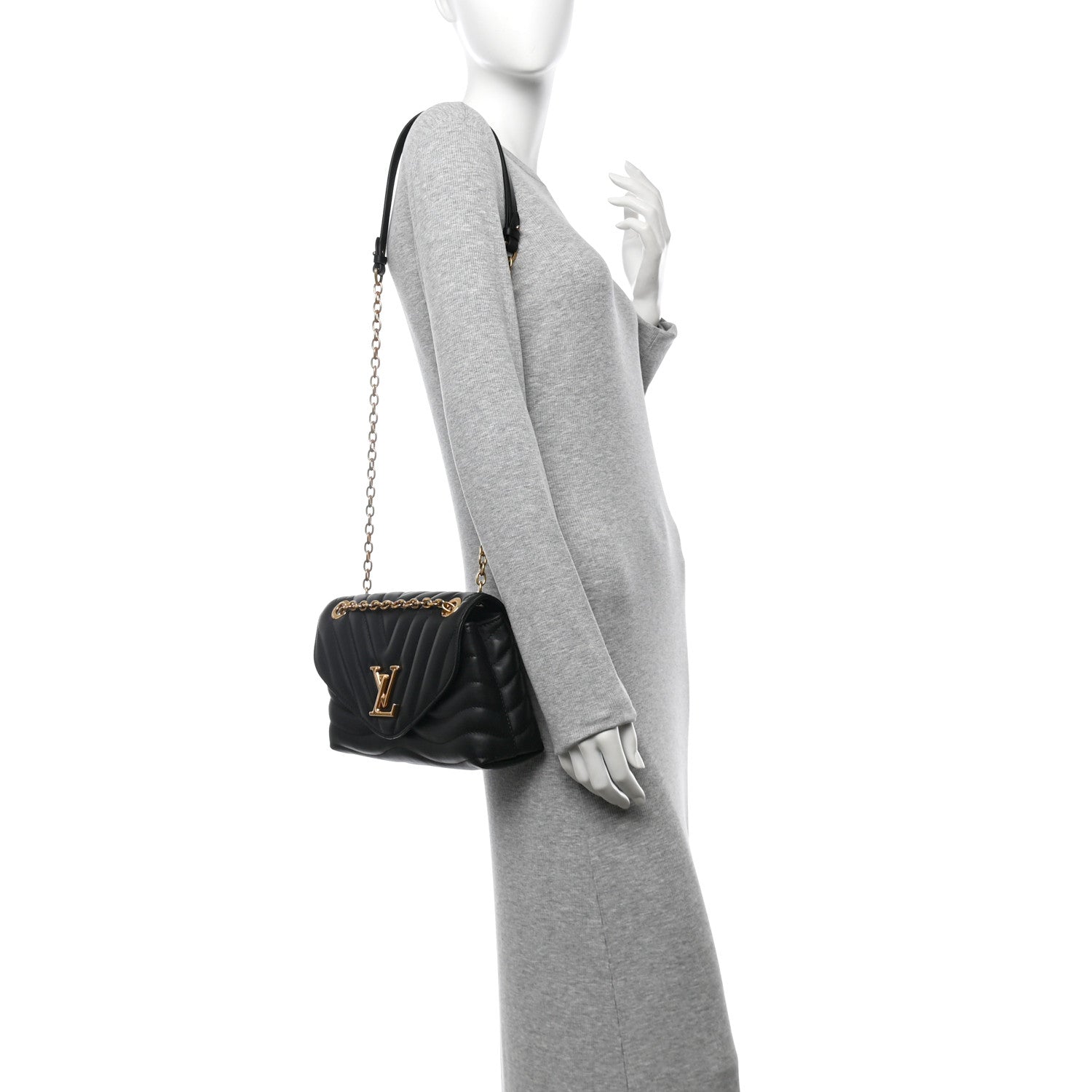 Louis Vuitton Calfskin LV New Wave Chain Bag Black 2 of 10