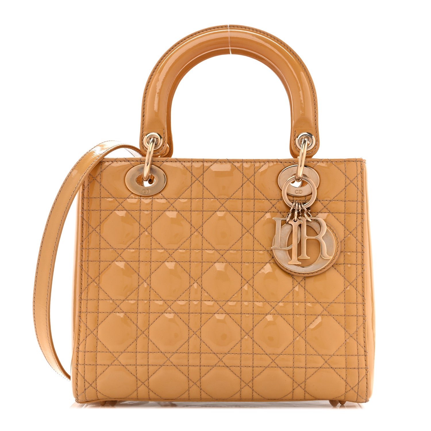 Christian Dior Patent Cannage Medium Lady Dior Beige 1 of 13