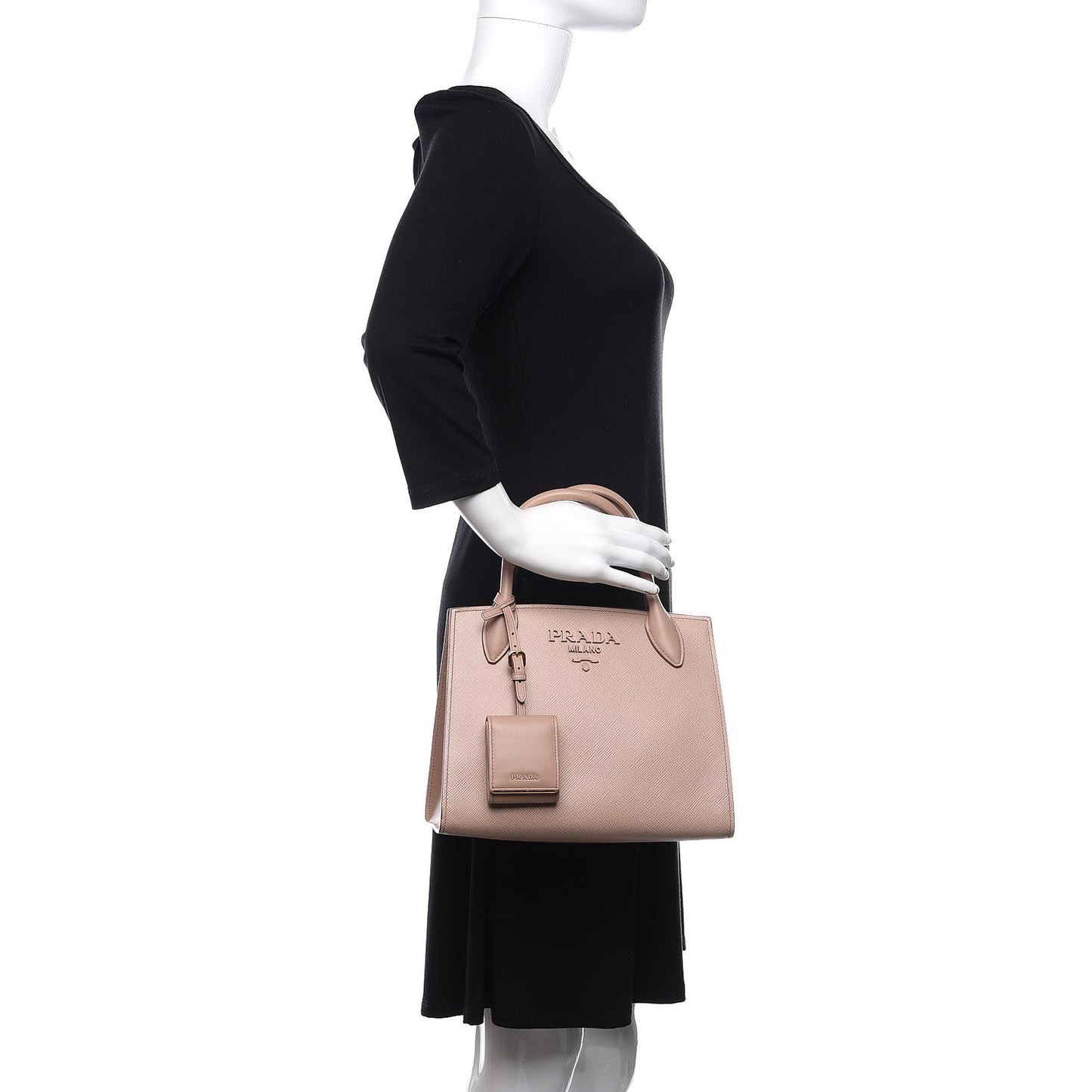 Saffiano Cuir Calfskin Small Monochrome Top Handle Tote Rosa