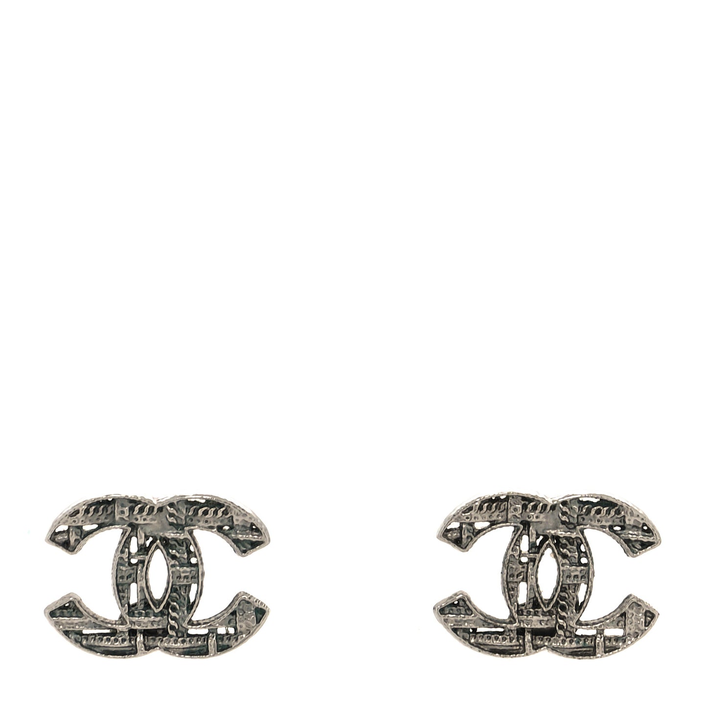 Tweed Effect CC Earrings Silver