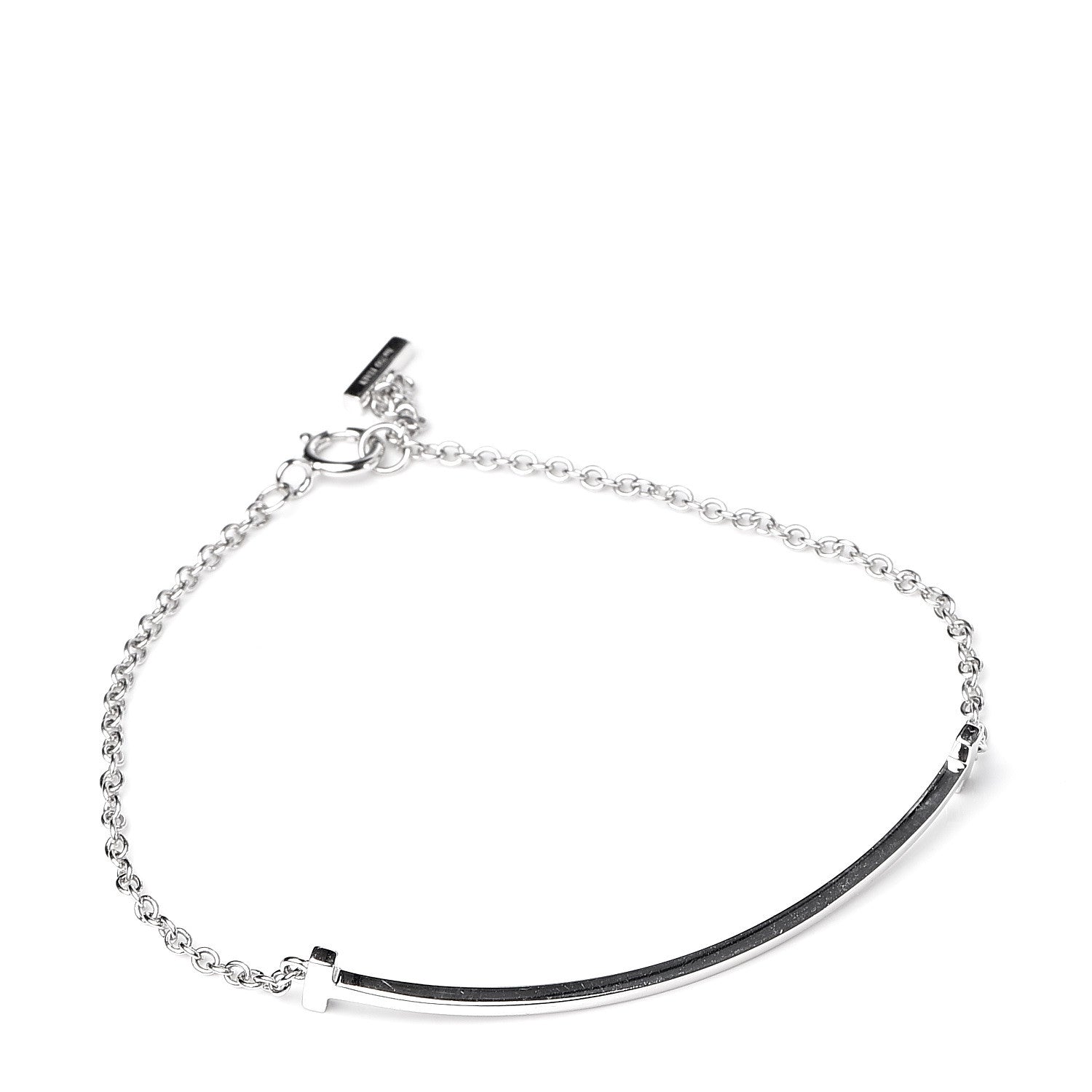 Tiffany 18K White Gold T Smile Bracelet 1 of 5