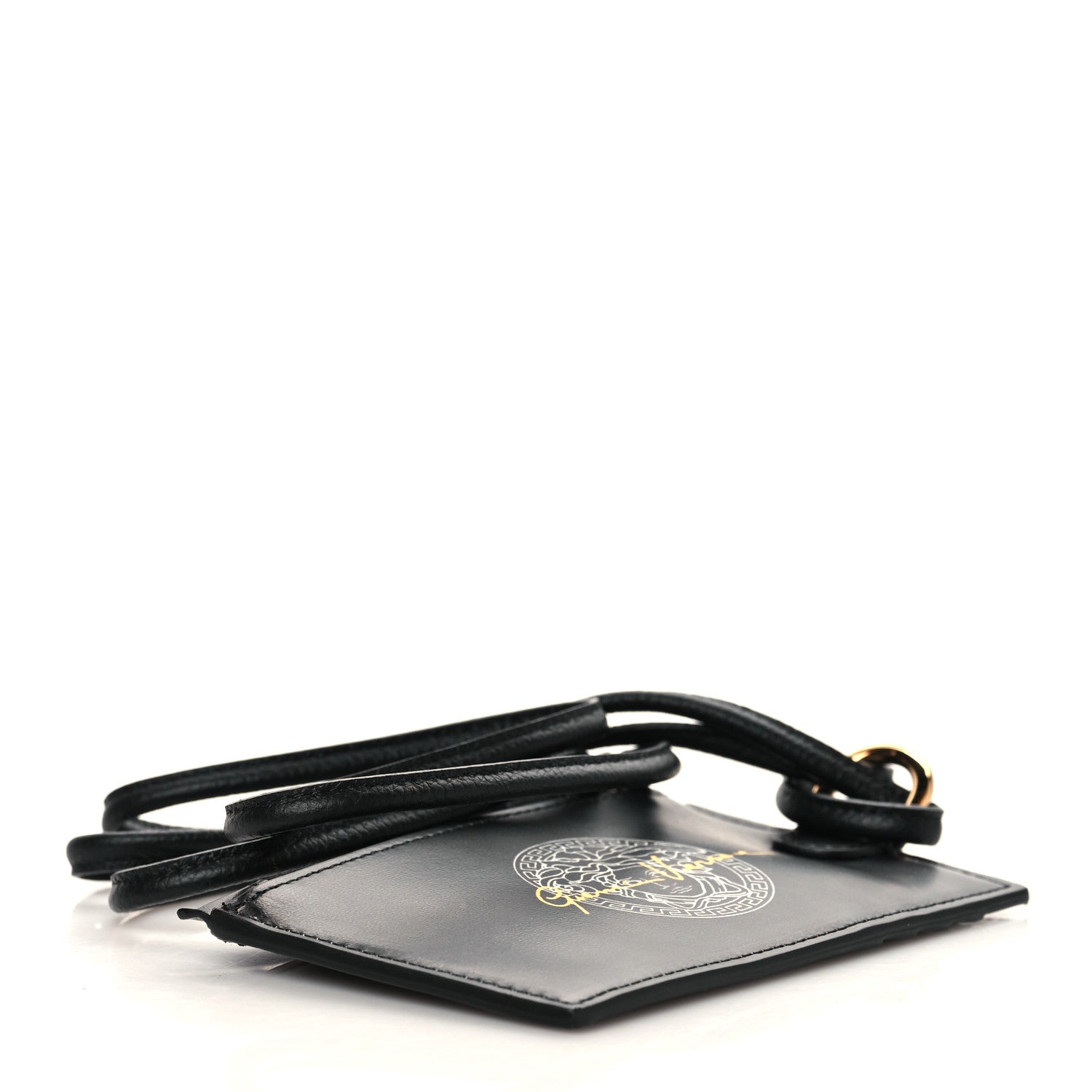 Versace Calfskin Logo Medusa Lanyard Wallet Black 3 of 5