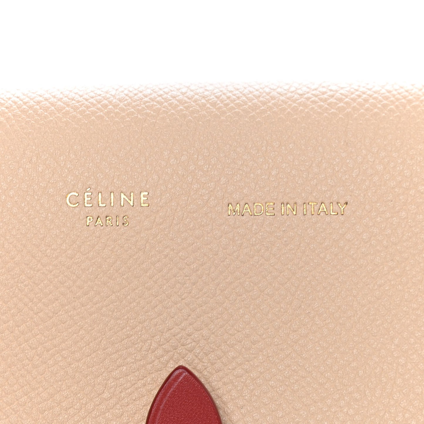 Grained Shiny Calfskin Strap Clutch Light Taupe Red