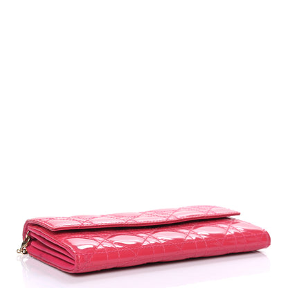 Christian Dior Patent Cannage Rendezvous Chain Wallet Fuchsia 4 of 8