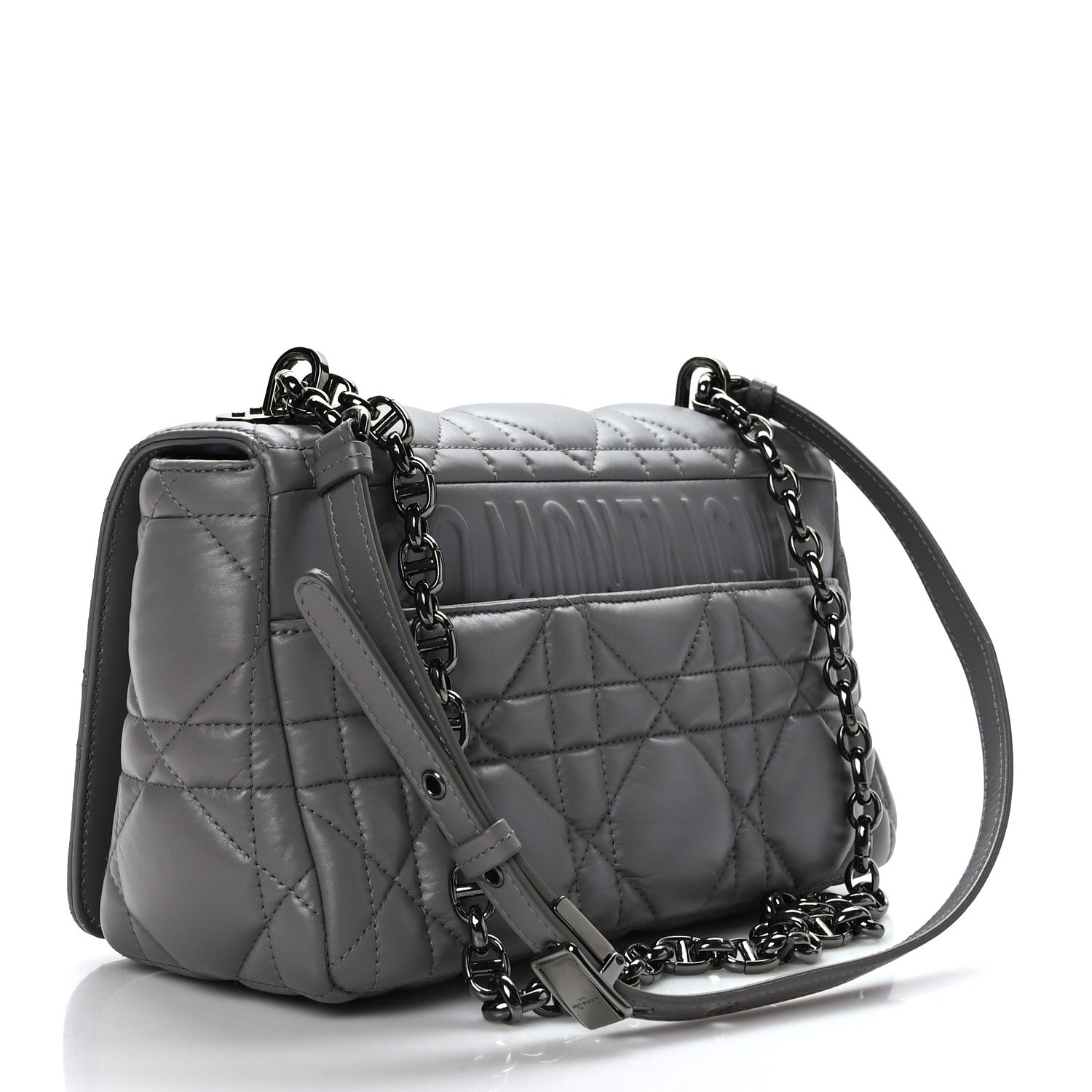 Christian Dior Calfskin Macrocannage Medium Caro Bag Iron Grey 3 of 9