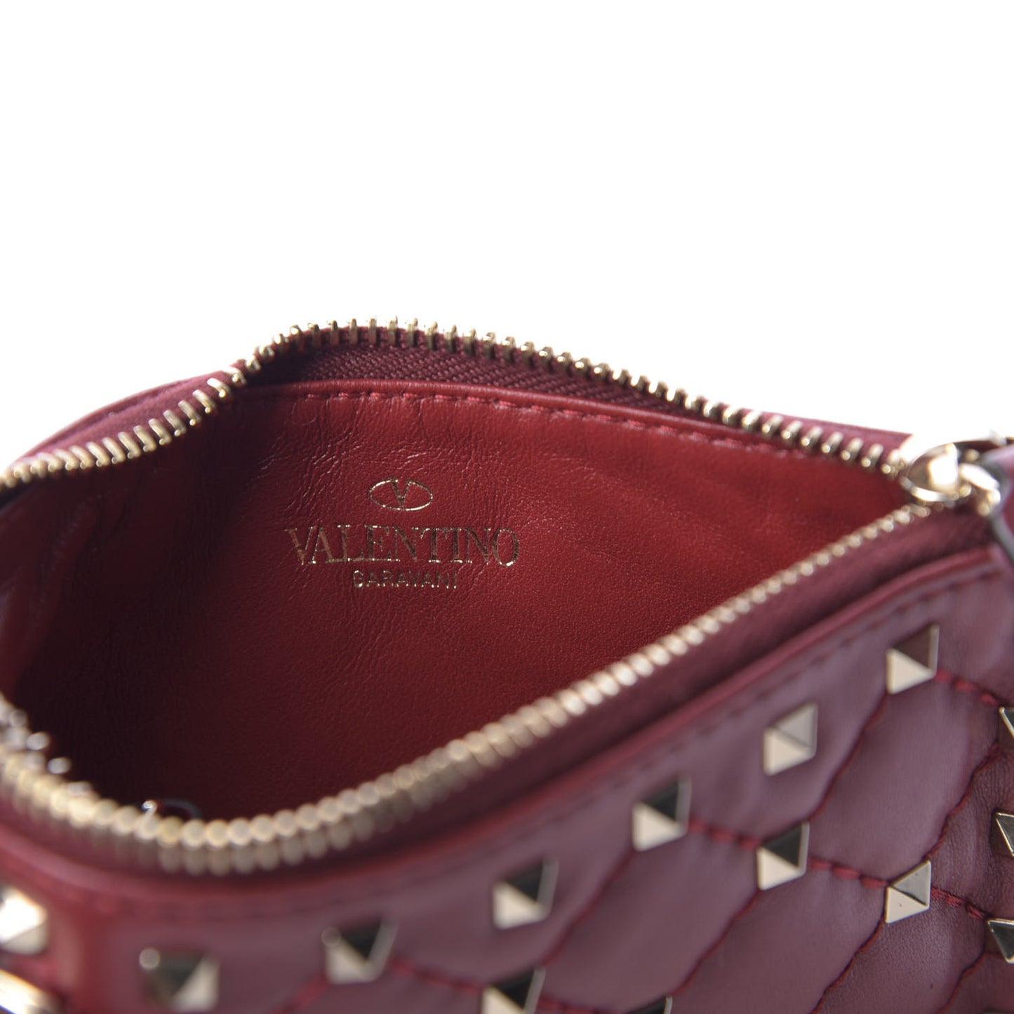 Nappa Rockstud Spike Key Pouch Rubino