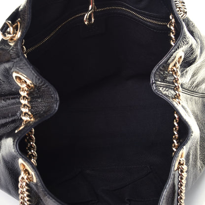 Gucci Patent Medium Soho Chain Shoulder Bag Black 5 of 9