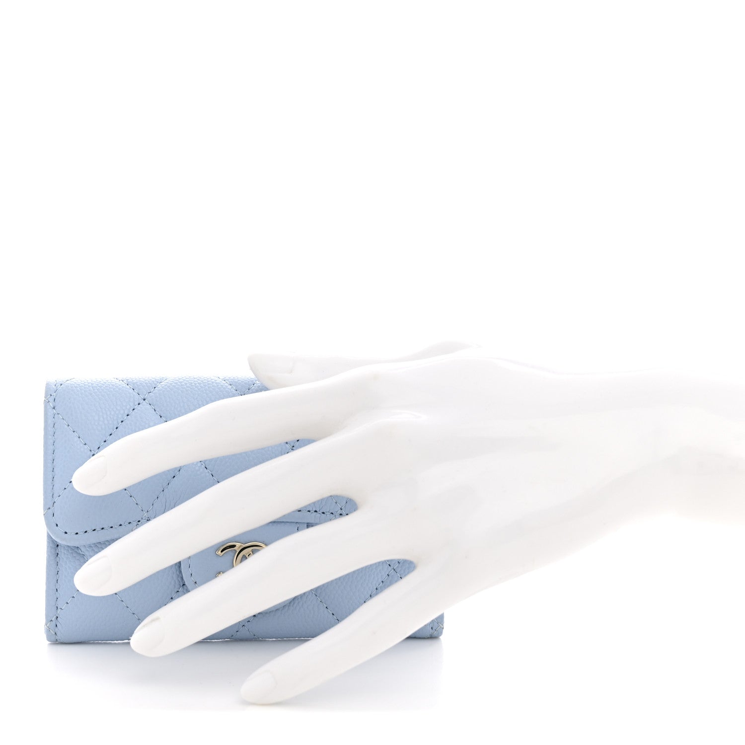 Chanel Caviar Quilted Flap Card Holder Wallet Light Blue 2 of 7