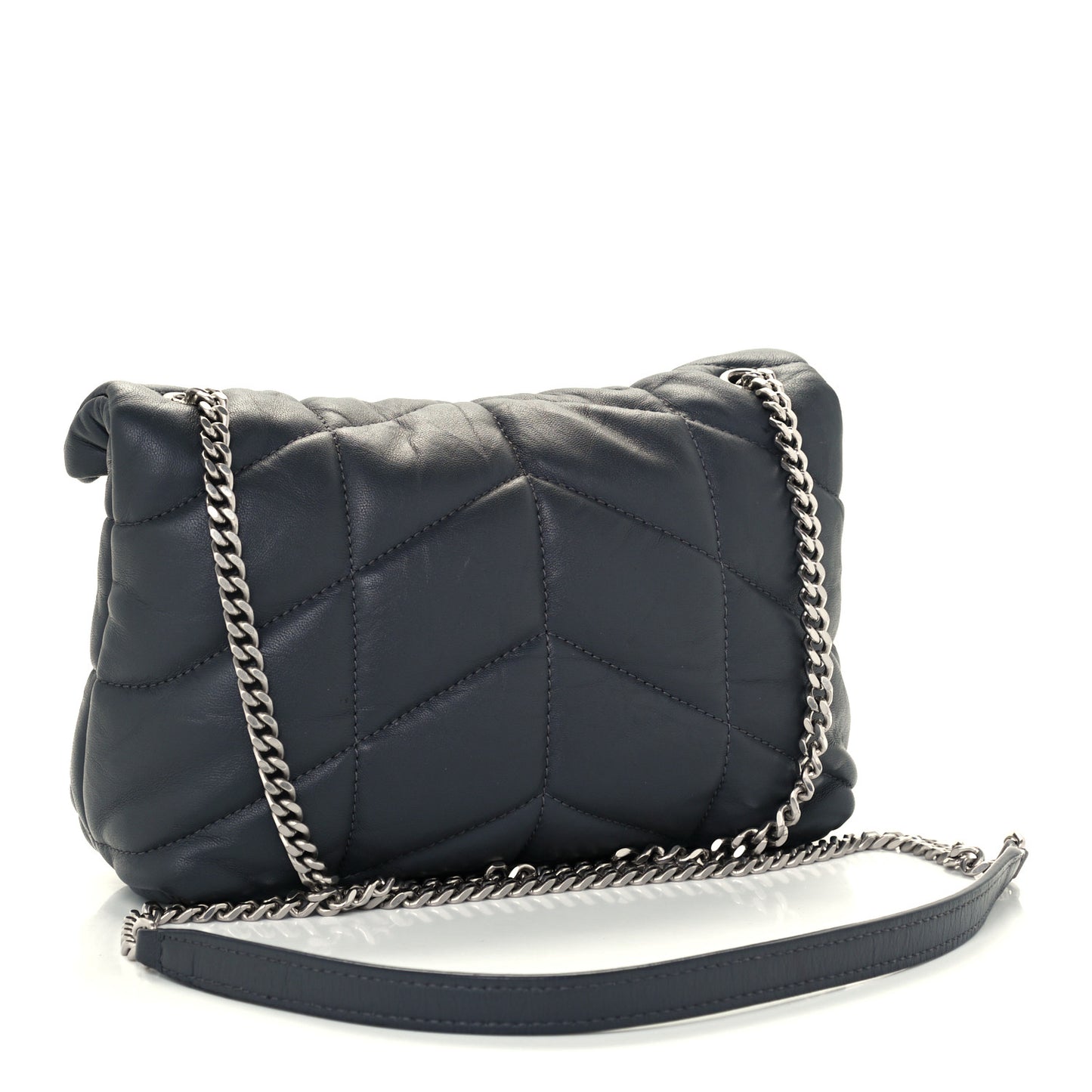 Lambskin Quilted Toy Loulou Puffer Monogram Chain Satchel Storm
