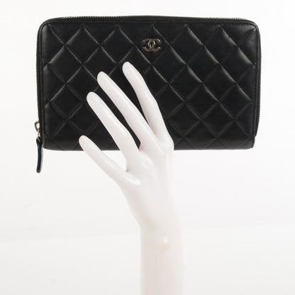 Chanel Lambskin Quilted Large Zipped Wallet Black 2 of 8