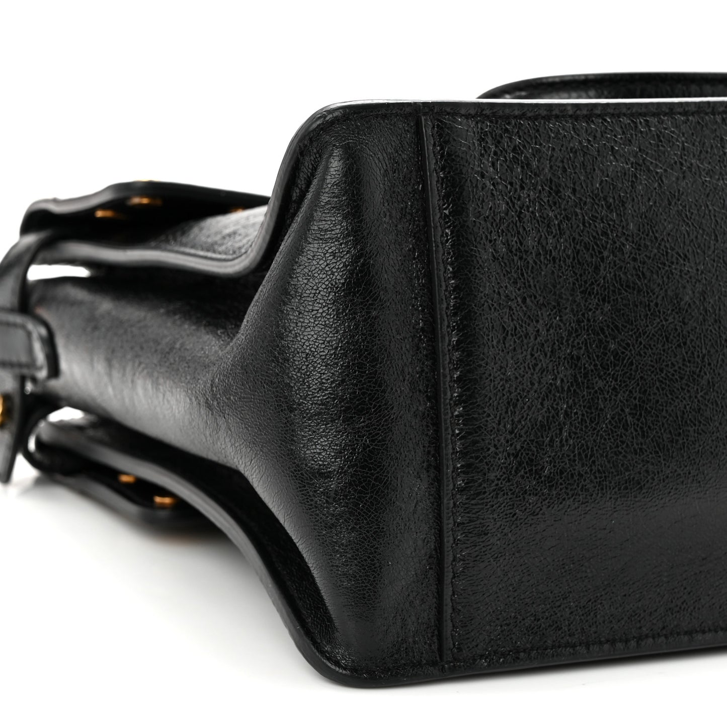 Agnello Old Shine Vitello Go Rain Small Flip Tote Black Marrone