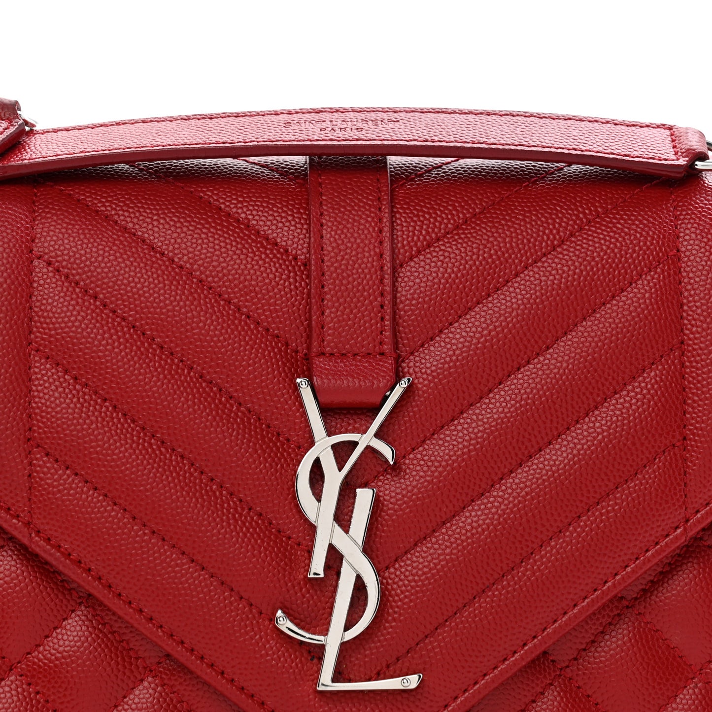 Grain De Poudre Textured Mixed Matelasse Triquilt Medium Monogram Satchel New Red