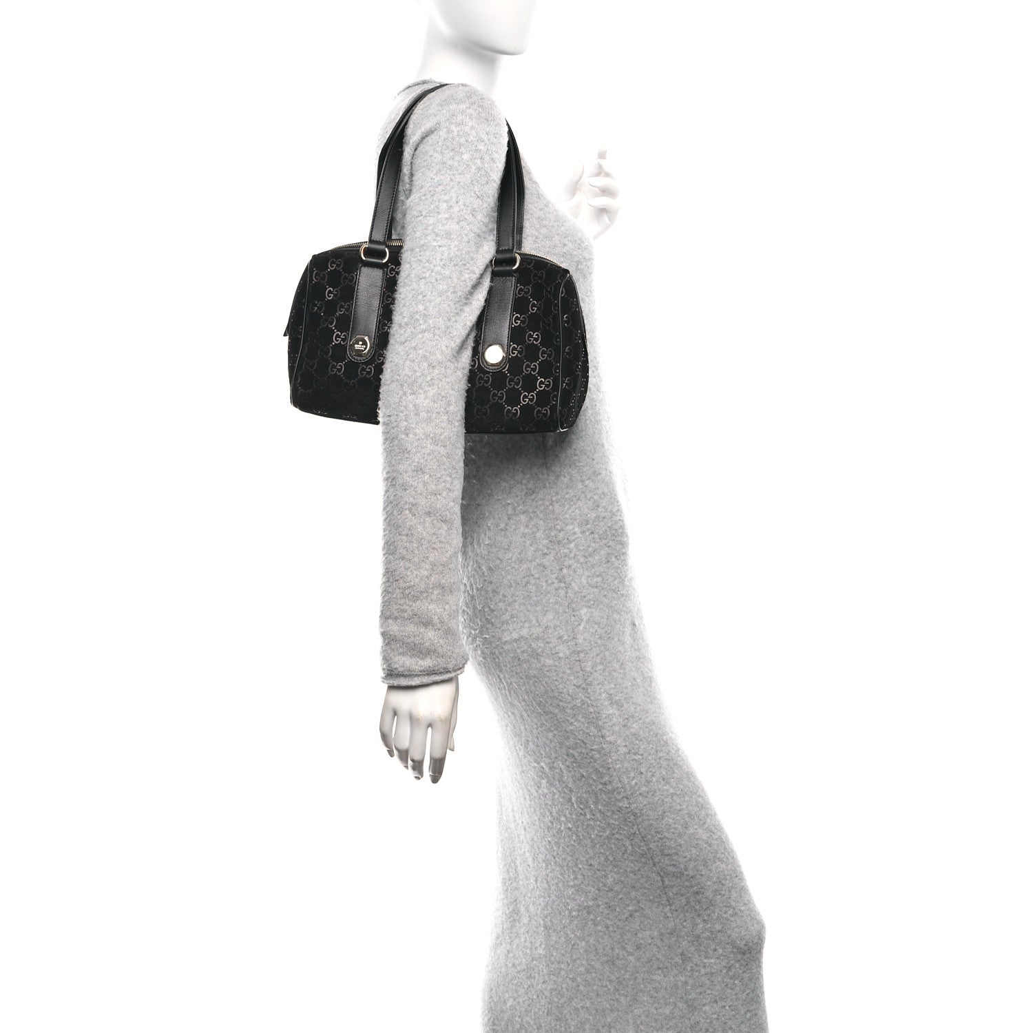 Gucci Guccissima Suede Charmy Boston Black 2 of 12