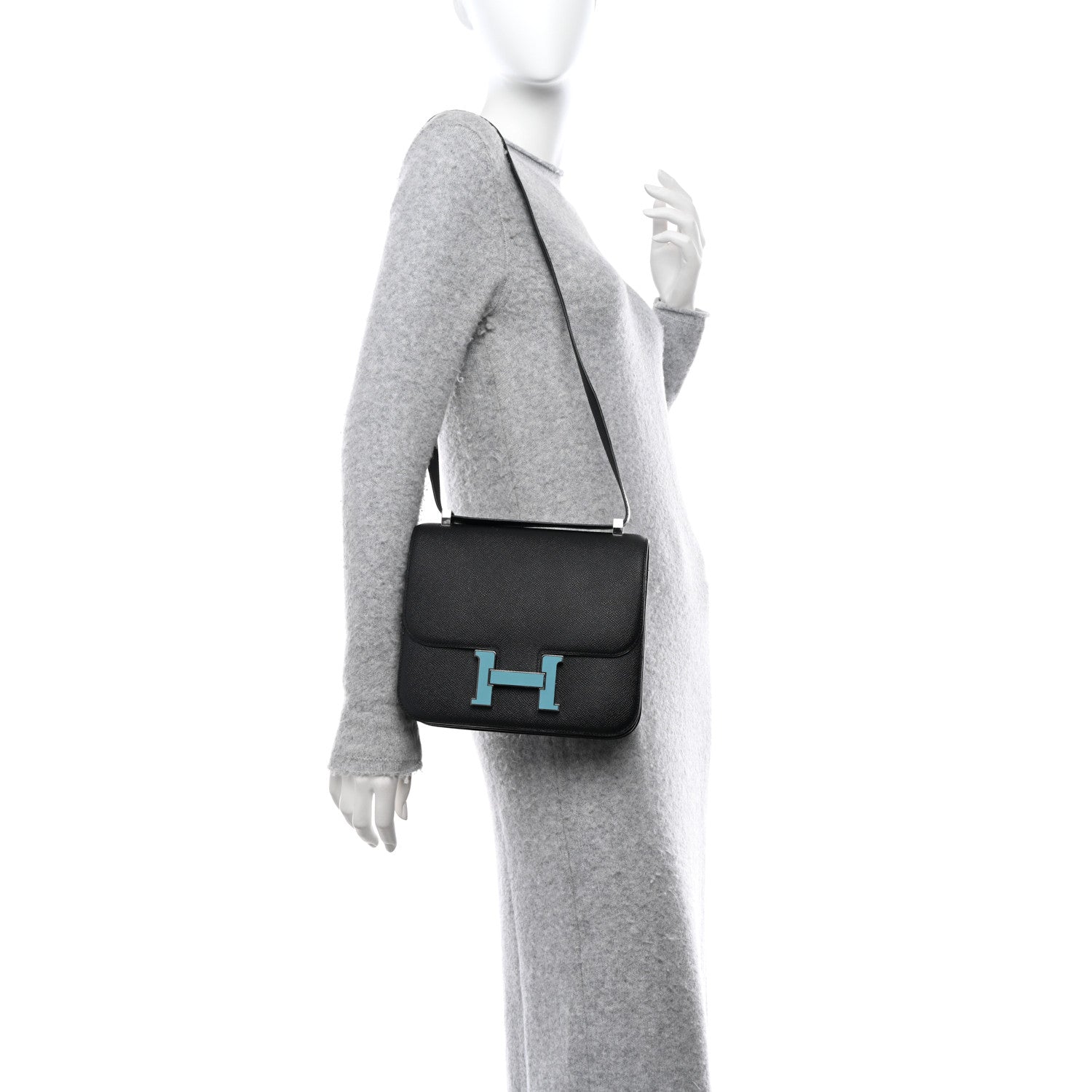 Hermes Epsom Enamel Constance 24 Black Bleu Saint Cyr 2 of 11