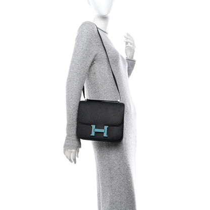 Hermes Epsom Enamel Constance 24 Black Bleu Saint Cyr 2 of 11
