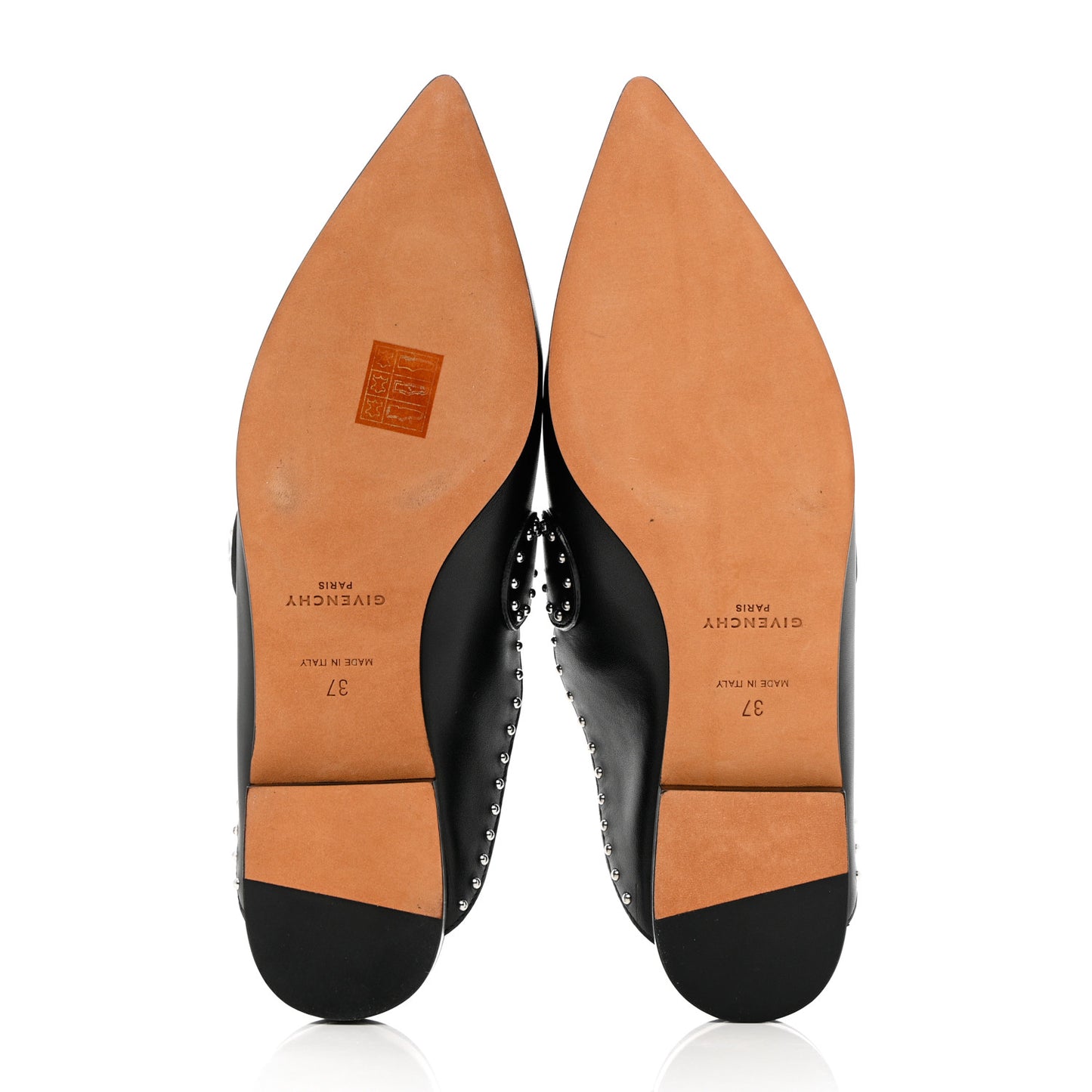 Calfskin Studded Elegant Loafer Mule 37 Black