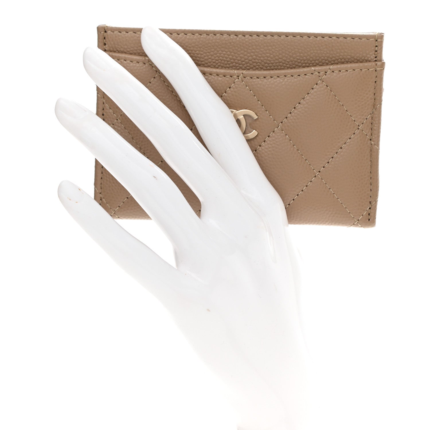 Chanel Caviar Quilted Card Holder Dark Beige 2 of 9