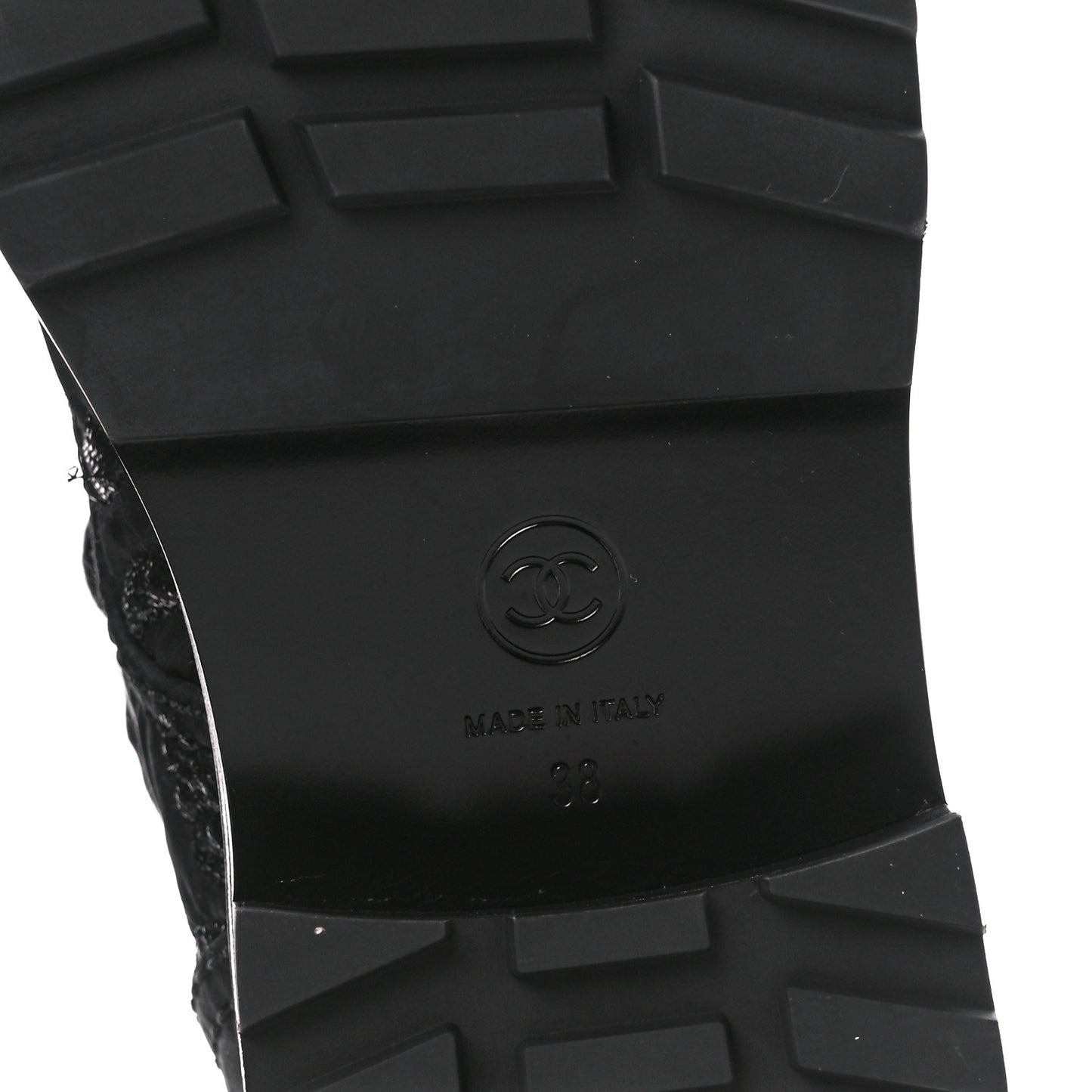 Grosgrain Pearl CC Combat Short Boots 38 Black