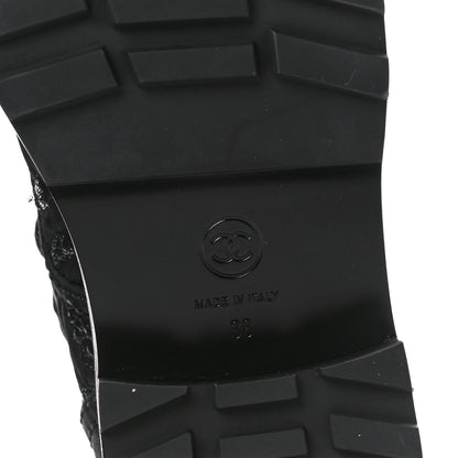 Chanel Grosgrain Pearl CC Combat Short Boots 38 Black 6 of 9
