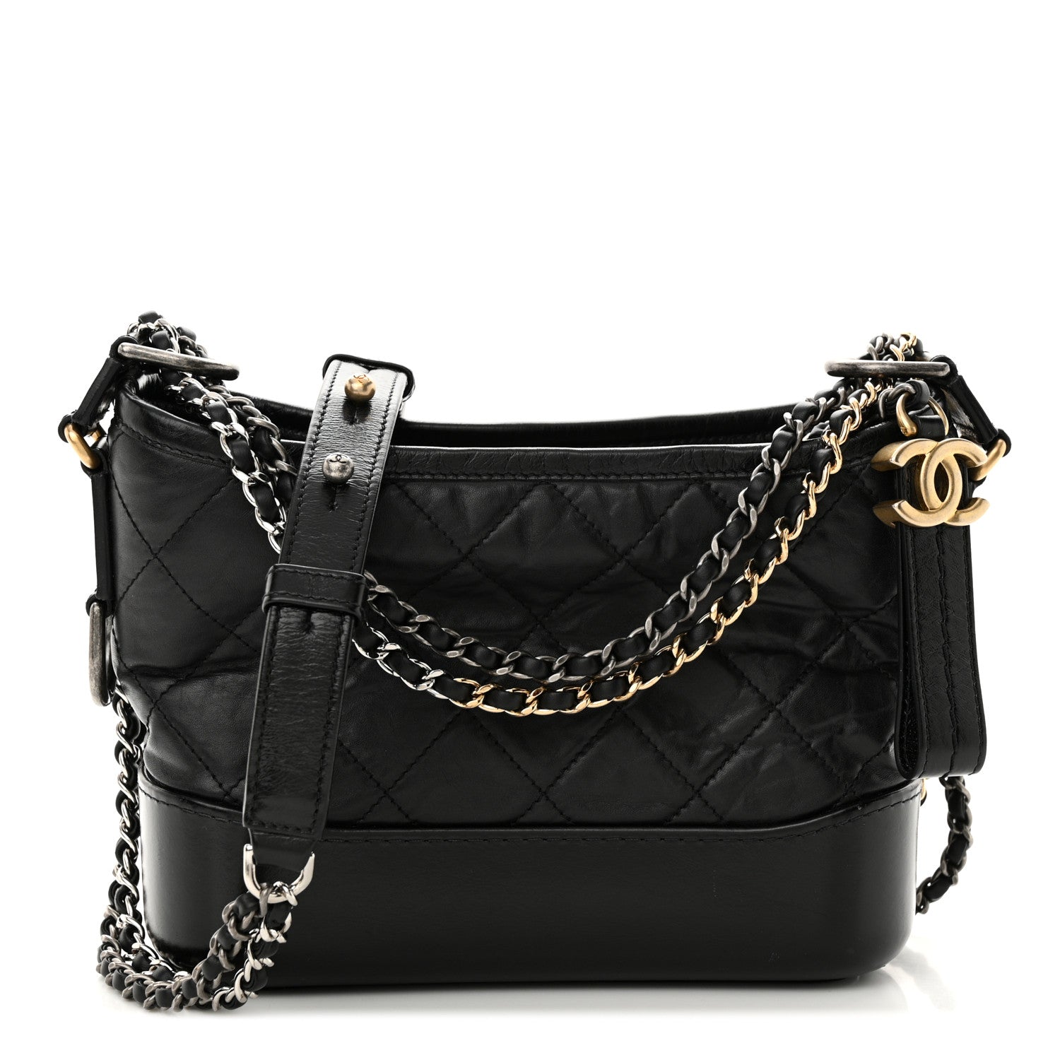 Chanel Aged Calfskin Quilted Small Gabrielle Hobo Black 1 of 10