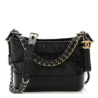 Chanel Aged Calfskin Quilted Small Gabrielle Hobo Black 1 of 10