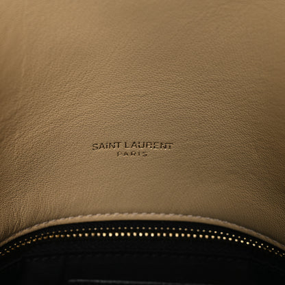 Saint Laurent Merino Shearling Lambskin Quilted Small Loulou Puffer Monogram Chain Satchel Natural Beige 7 of 12
