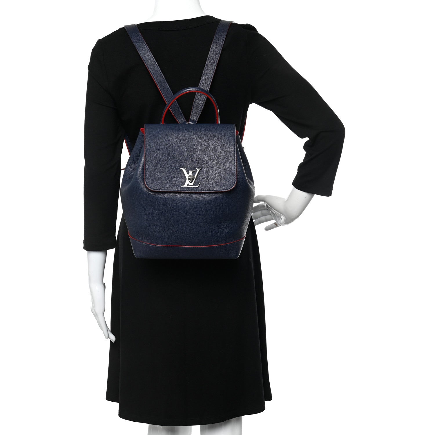 Louis Vuitton Soft Calfskin Lockme Backpack Marine Rouge 2 of 10
