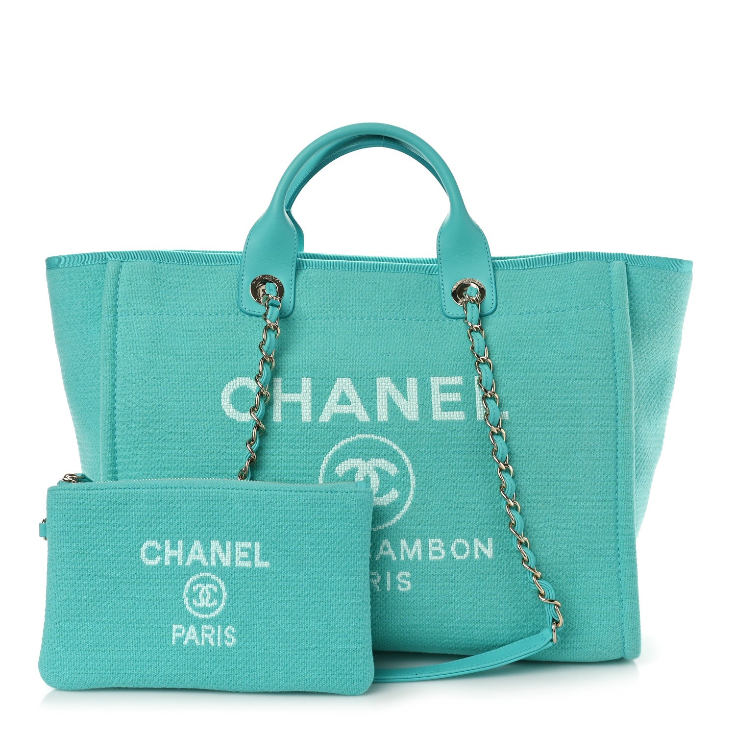 Chanel Mixed Fibers Medium Deauville Tote Turquoise 1 of 10