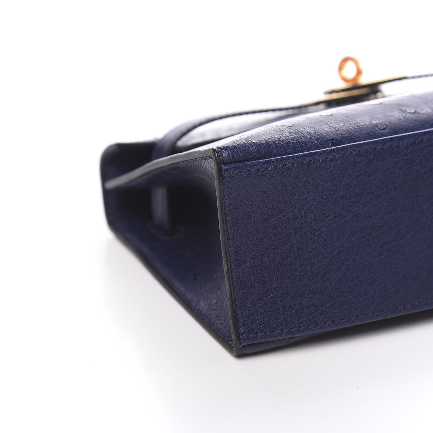 Ostrich Kelly Pochette Clutch Bleu Iris