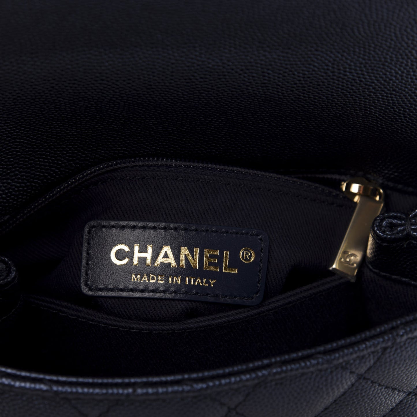Metallic Caviar Quilted Extra Mini Coco Handle Flap Dark Blue