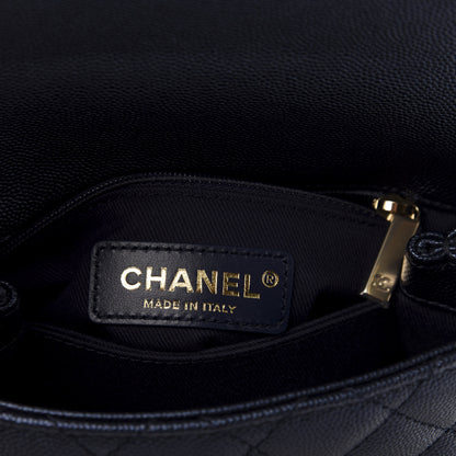 Chanel Metallic Caviar Quilted Extra Mini Coco Handle Flap Dark Blue 8 of 10