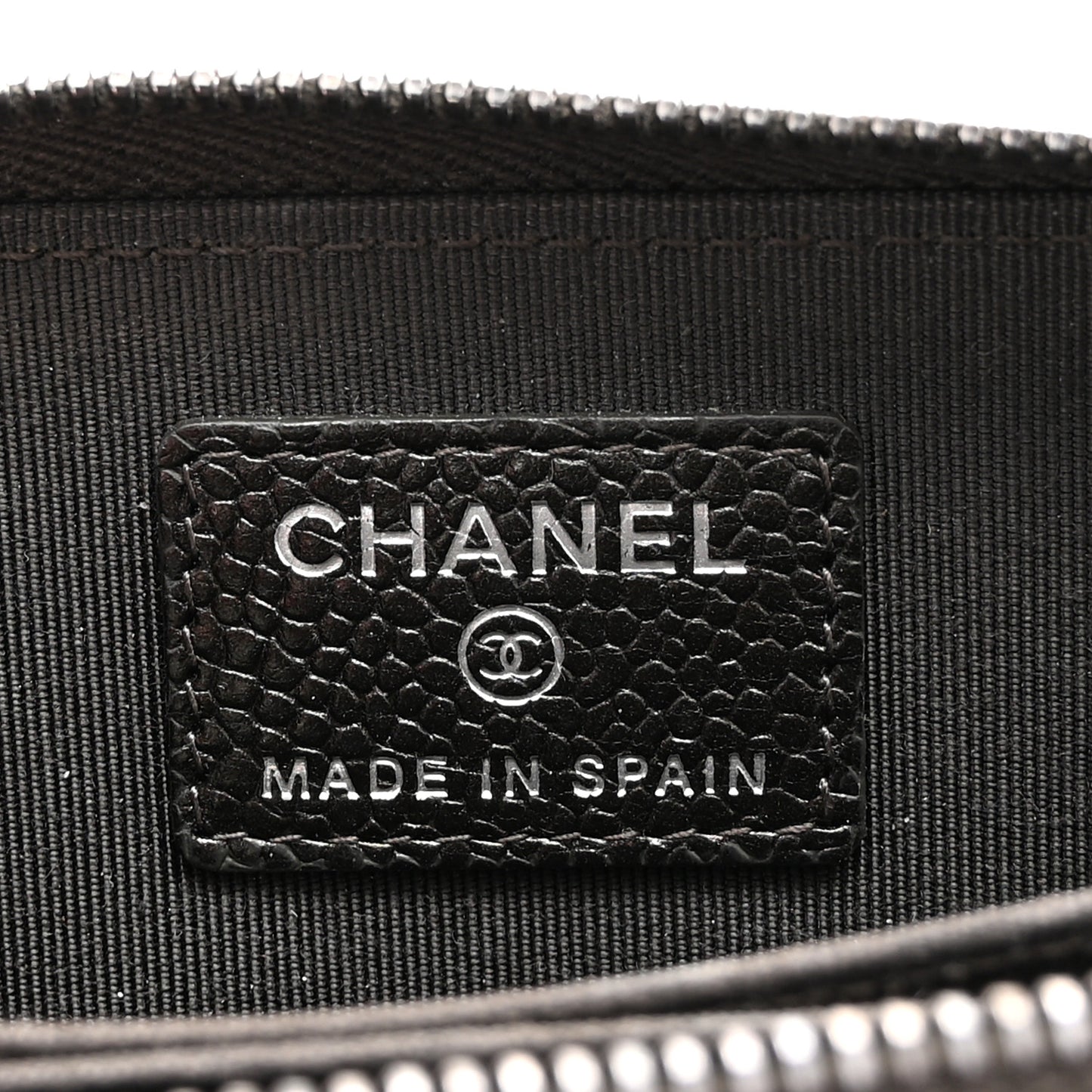 Caviar Quilted Zip Coin Purse Dark Charcoal