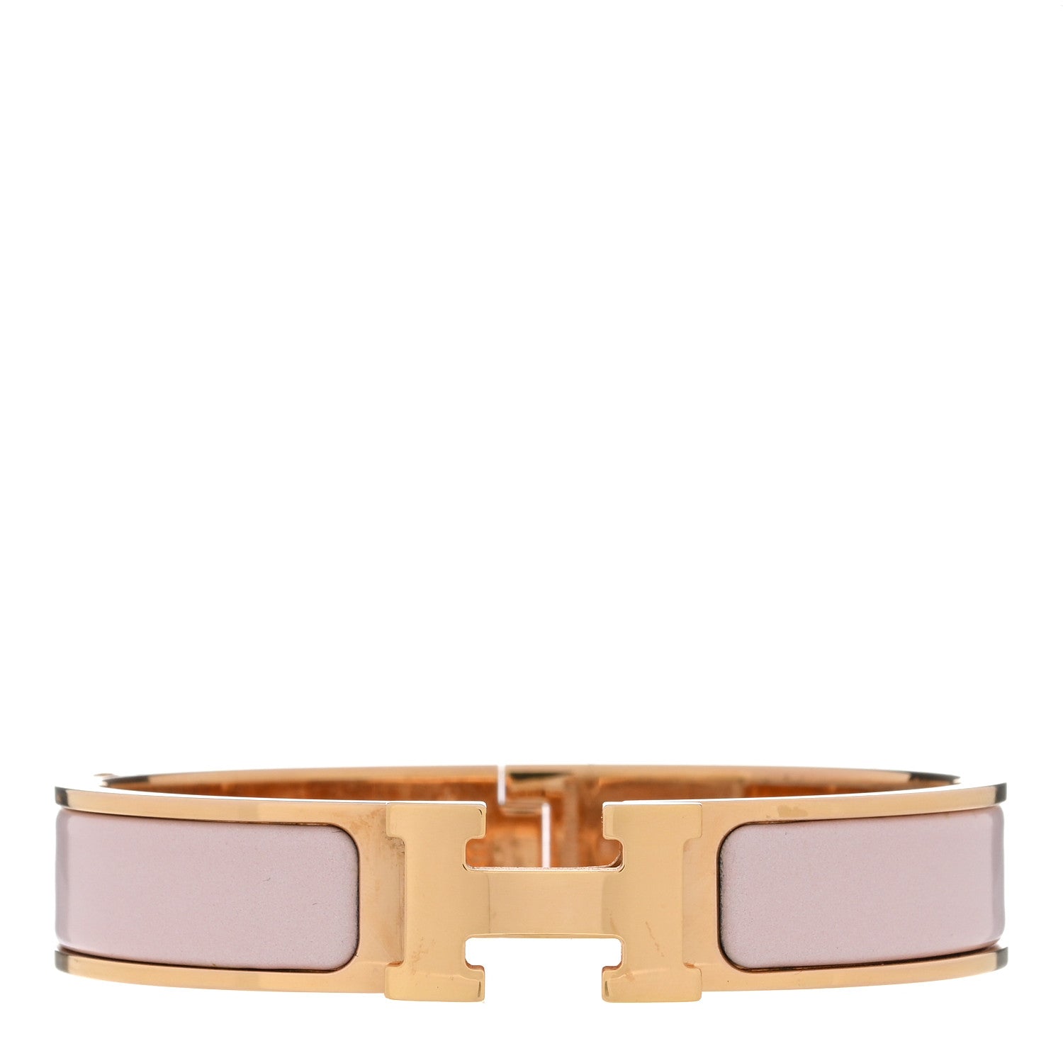 Hermes Enamel Narrow Clic Clac H Bracelet PM Rose Sakura 1 of 3