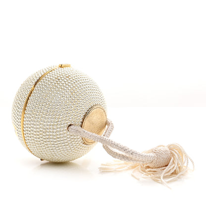 Judith Leiber Swarovski Crystal Disco Ball Minaudiere Clutch White Gold 5 of 14